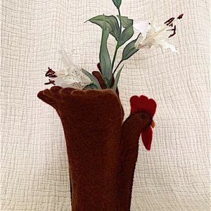 VINTAGE 1990’s SWEDISH Handmade FELT ROOSTER VASE
